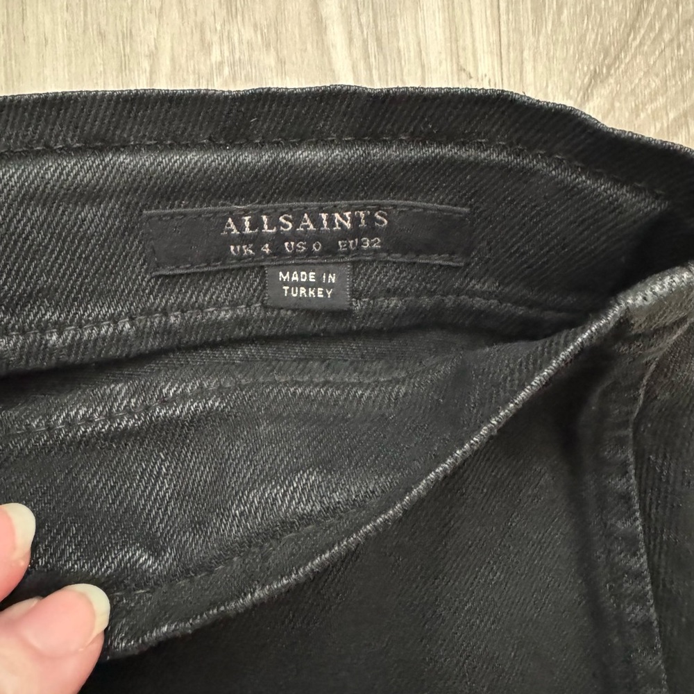 All Saints Black Button-Front Denim Skirt - Picture 3 of 7